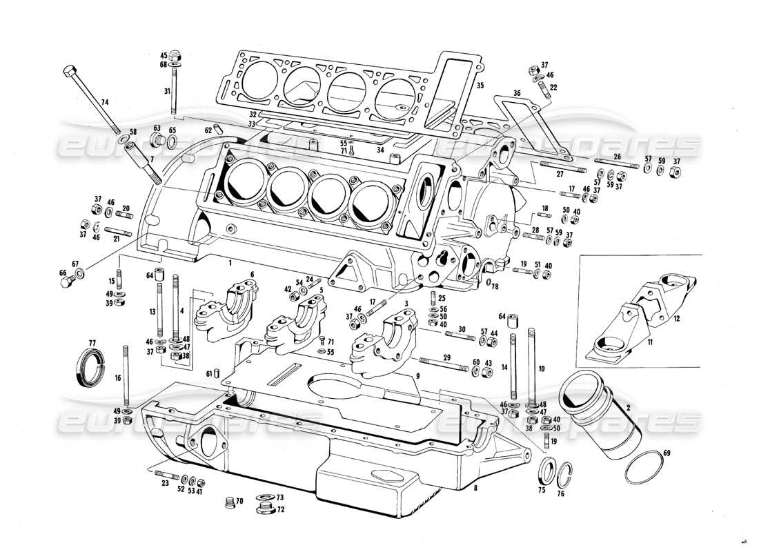 eine teilezeichnung aus dem maserati qtp.v8 4.7 (s1 & s2) 1967 teilekatalog