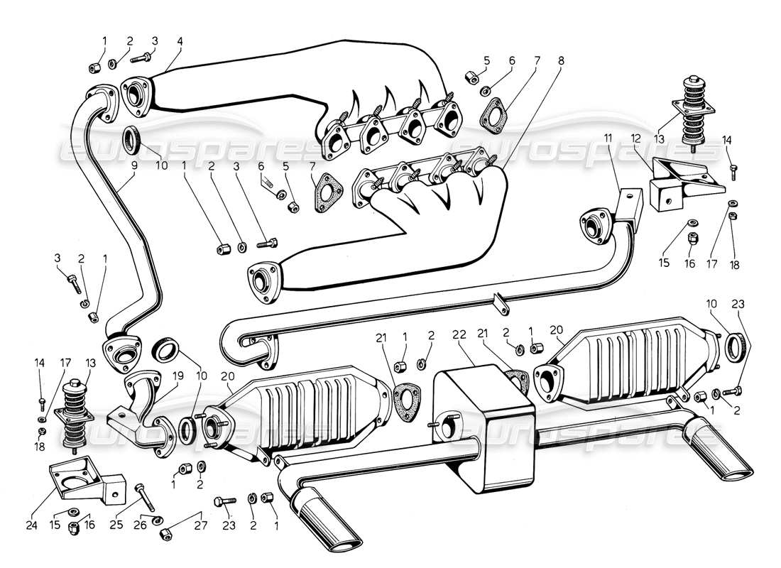 ein teilediagramm aus dem lamborghini jalpa-teilekatalog