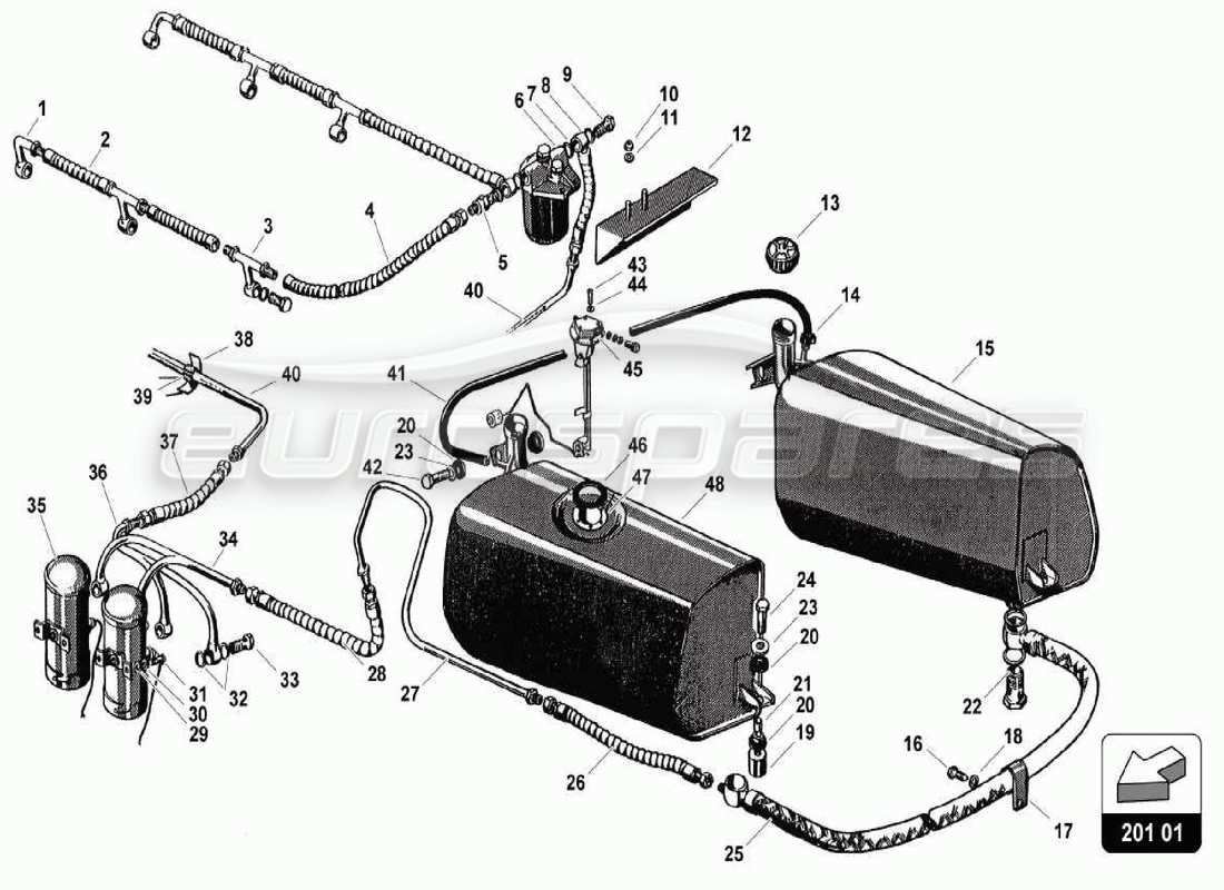 ein teilediagramm aus dem teilekatalog lamborghini 350 gt