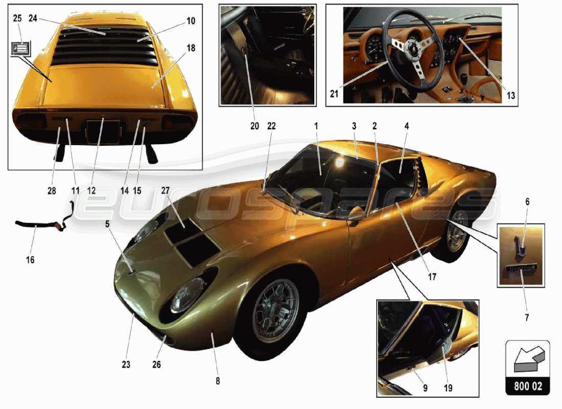 TEILEDIAGRAMME AUS DEM LAMBORGHINI MIURA TEILEKATALOG ANZEIGEN ein teilediagramm aus dem teilekatalog lamborghini miura