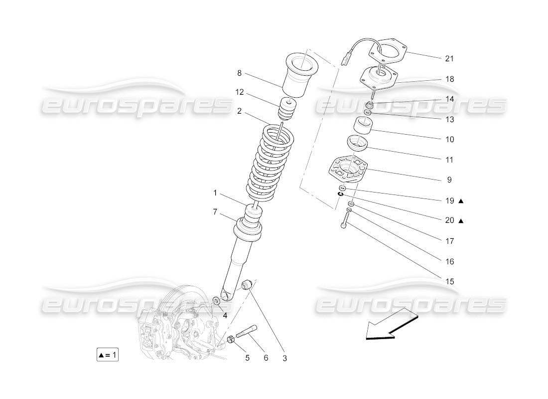 maserati qtp. (2011) 4.7 auto hintere stossdämpfergeräte teilediagramm