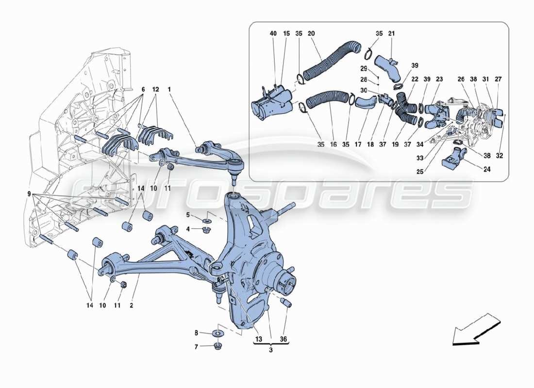 ferrari 488 challenge vordere aufhängung teilediagramm