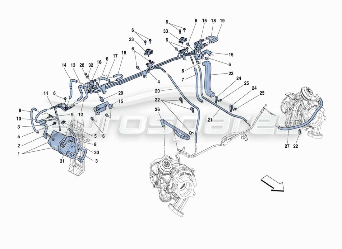 ferrari 488 challenge vacum accumulator system part diagram