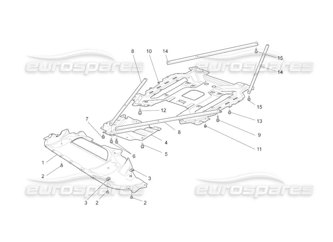 maserati grancabrio (2010) 4.7 unterboden- und unterbodenschutz teilediagramm