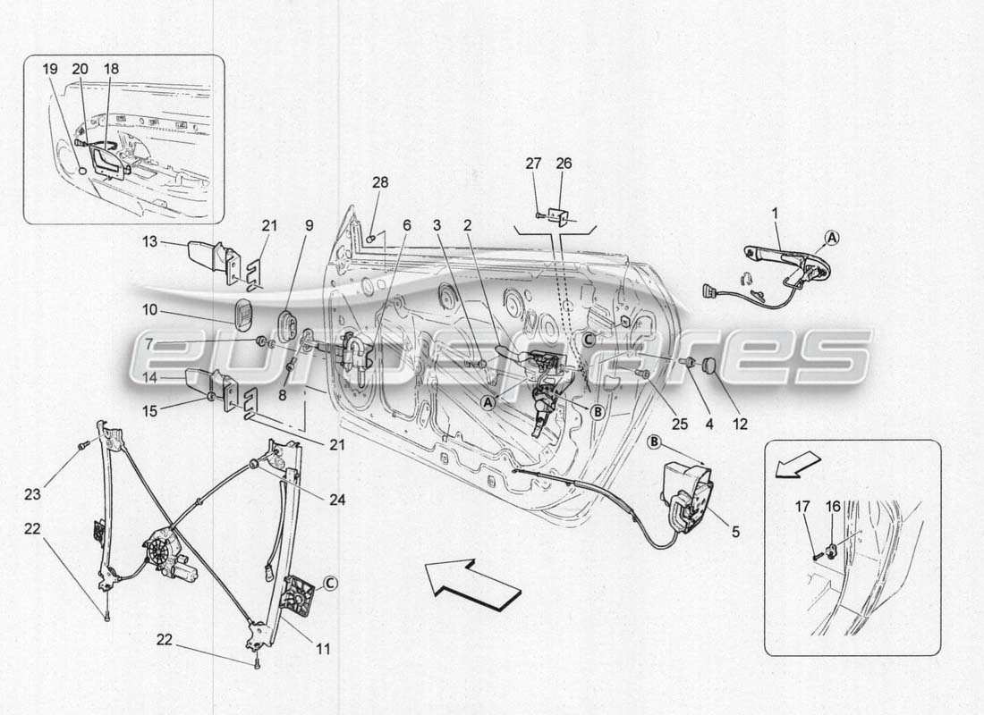 maserati grancabrio mc centenario front door mechanisms part diagram