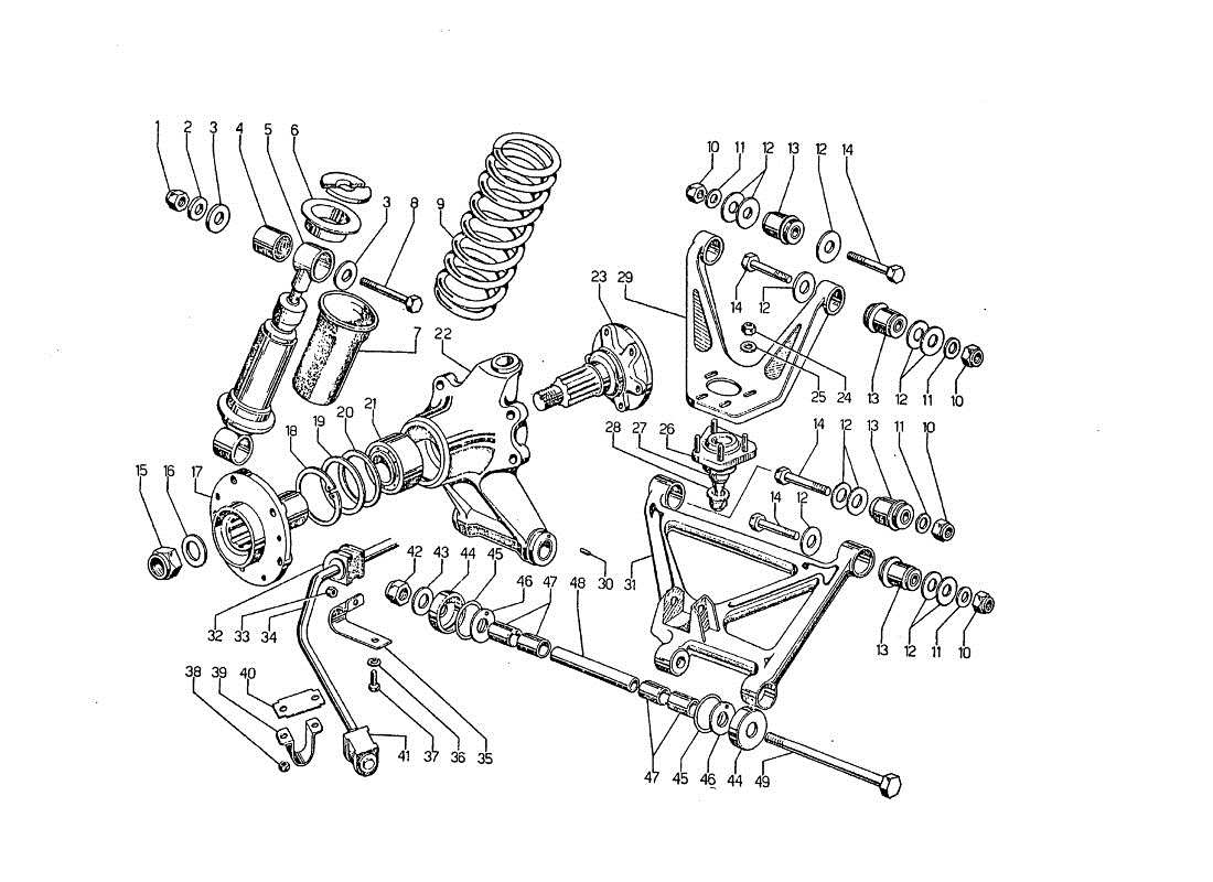 lamborghini jarama hinterradaufhängung teilediagramm