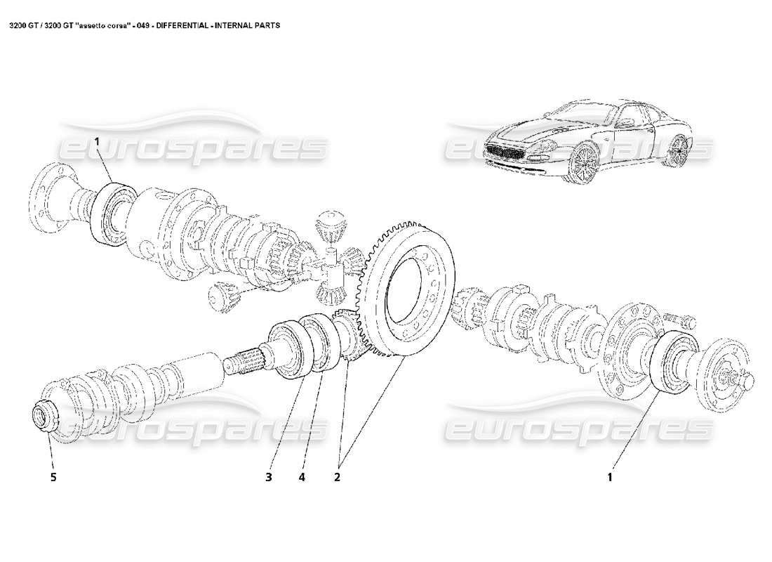 maserati 3200 gt/gta/assetto corsa differential: teilediagramm für interne teile