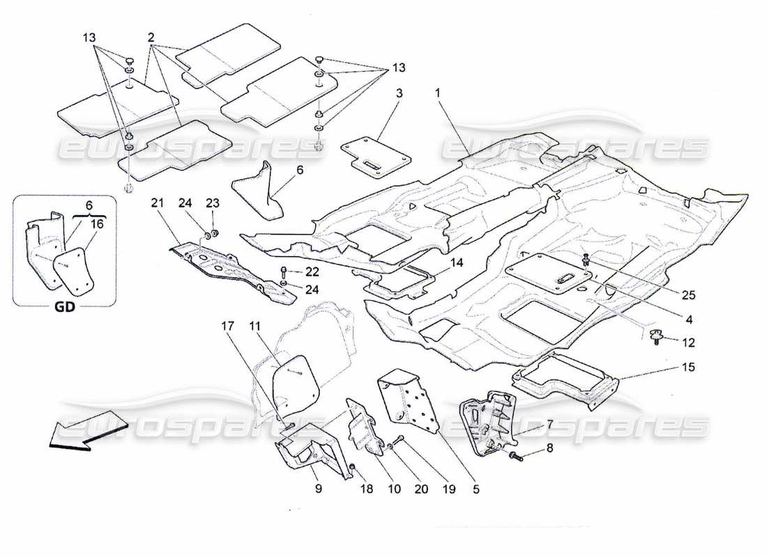 maserati qtp. (2010) 4.7 passagierraummatten teilediagramm