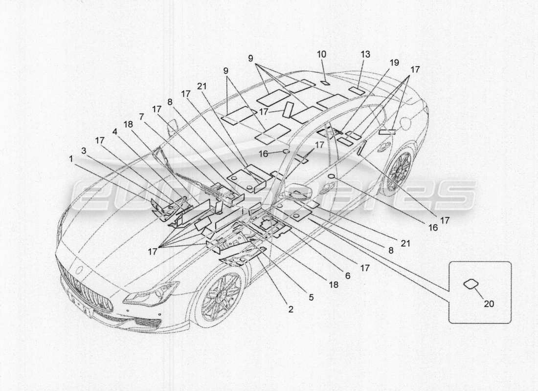 maserati qtp. v8 3.8 530bhp 2014 auto sound-proofing panels inside vehicle part diagram