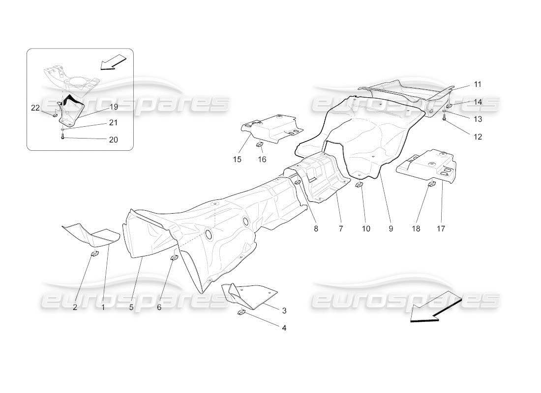 maserati qtp. (2011) 4.2 auto wärmedämmplatten im inneren des fahrzeugs teilediagramm