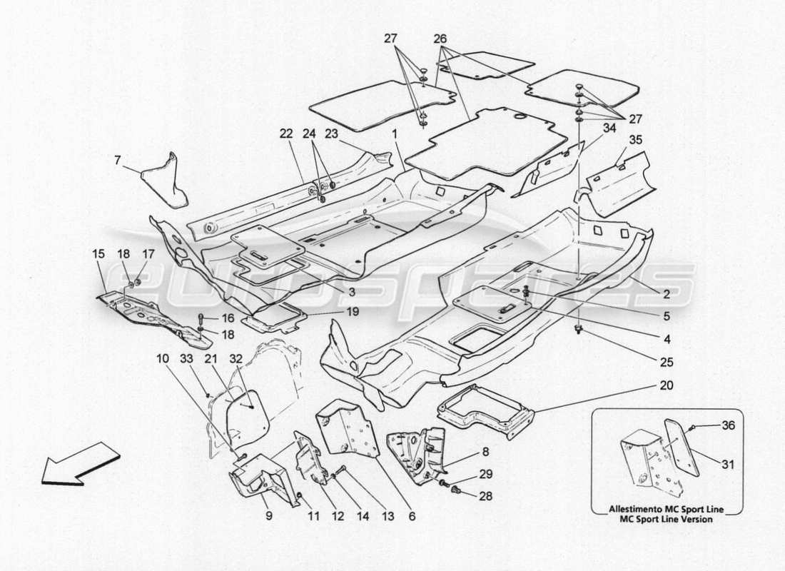 maserati granturismo special edition fahrgastraummatten ersatzteildiagramm