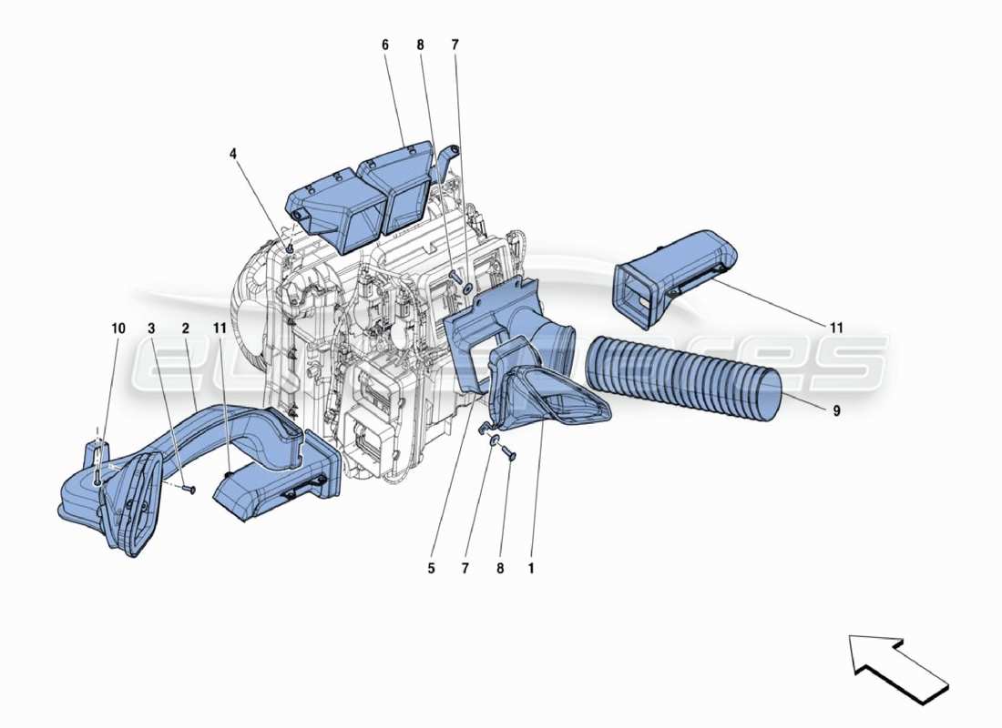 ferrari 488 challenge heater ducting part diagram