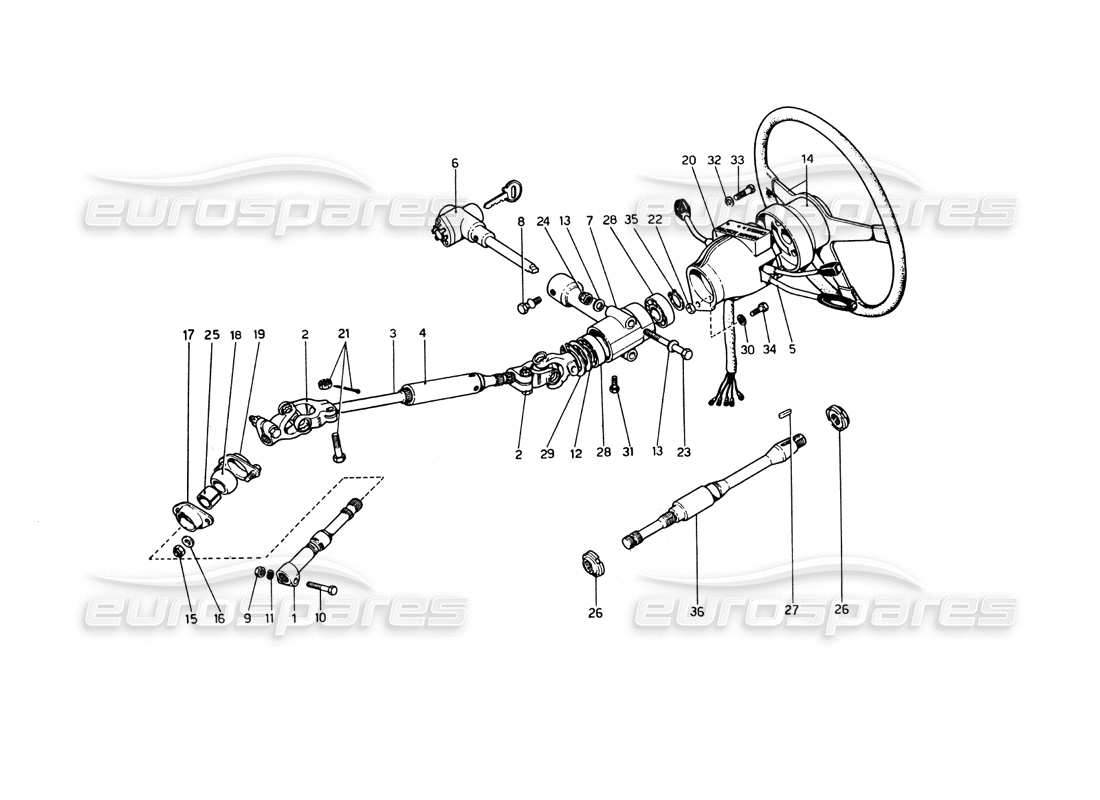 ferrari 365 gt4 berlinetta boxer lenksäule (ab auto nr. 18225) teilediagramm
