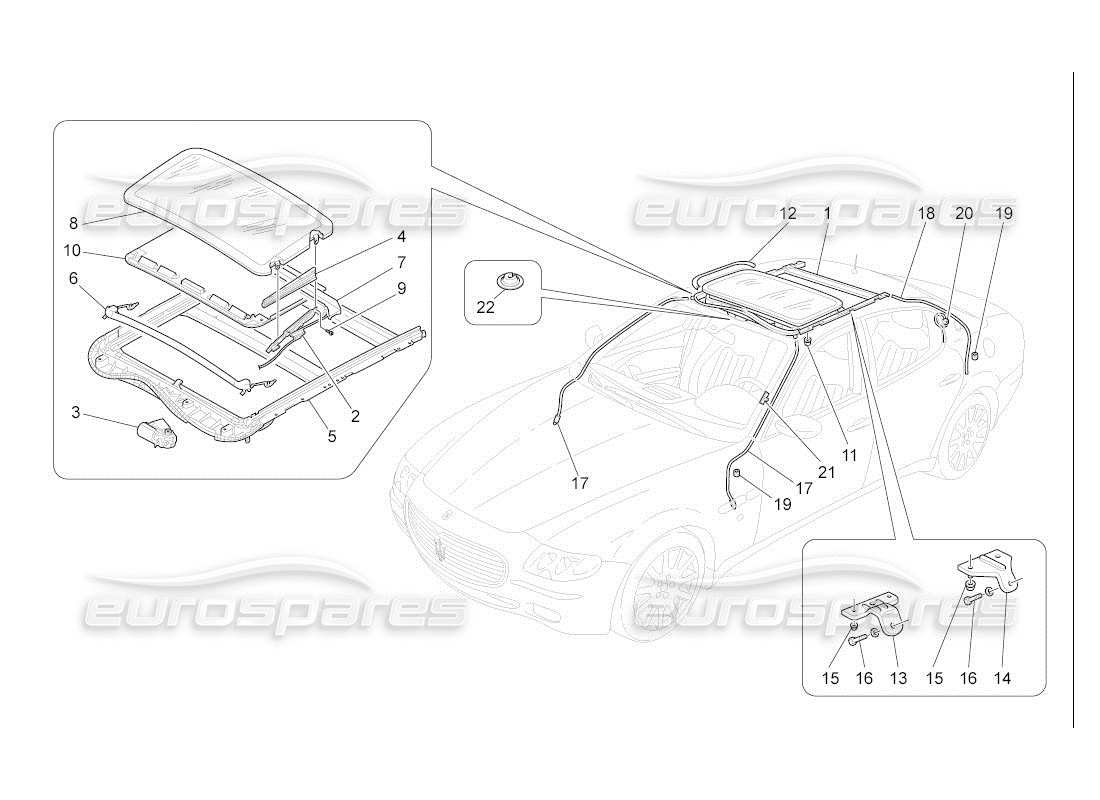 maserati qtp. (2007) 4.2 auto schiebedach teilediagramm