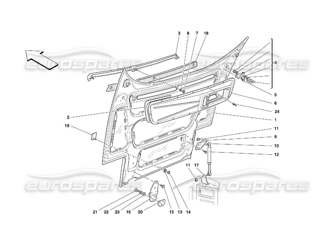 ferrari 355 (5.2 motronic) teilediagramm der fronthaube