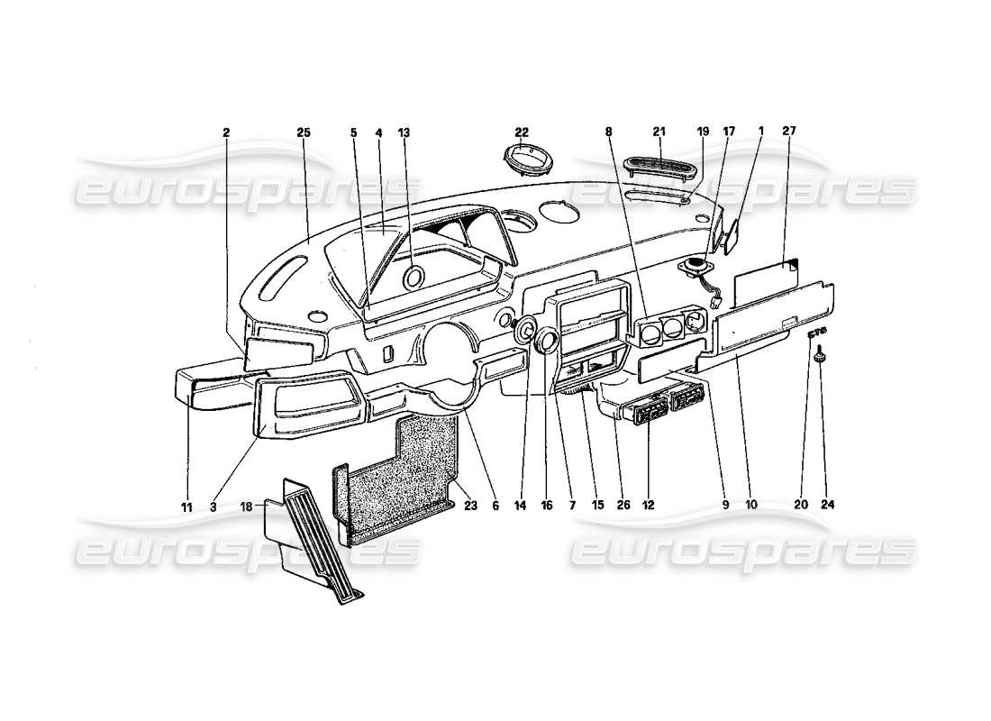 ferrari 328 (1985) instrumententafel ersatzteildiagramm