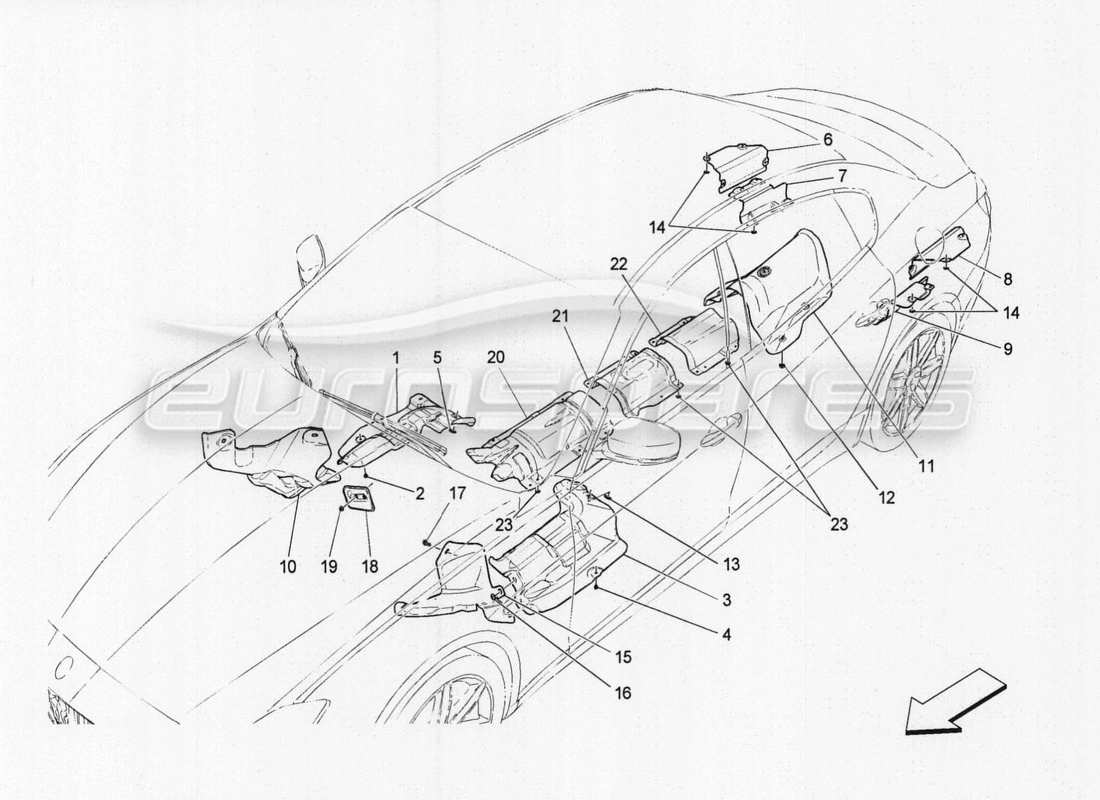 maserati qtp. v8 3.8 530bhp auto 2015 schalldämmplatten im fahrzeuginnenteil ersatzteildiagramm