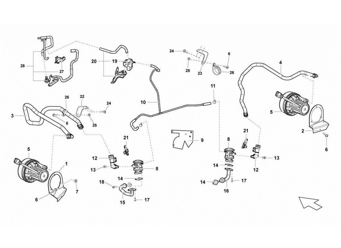 lamborghini gallardo sts ii sc sekundärluftsystem teilediagramm