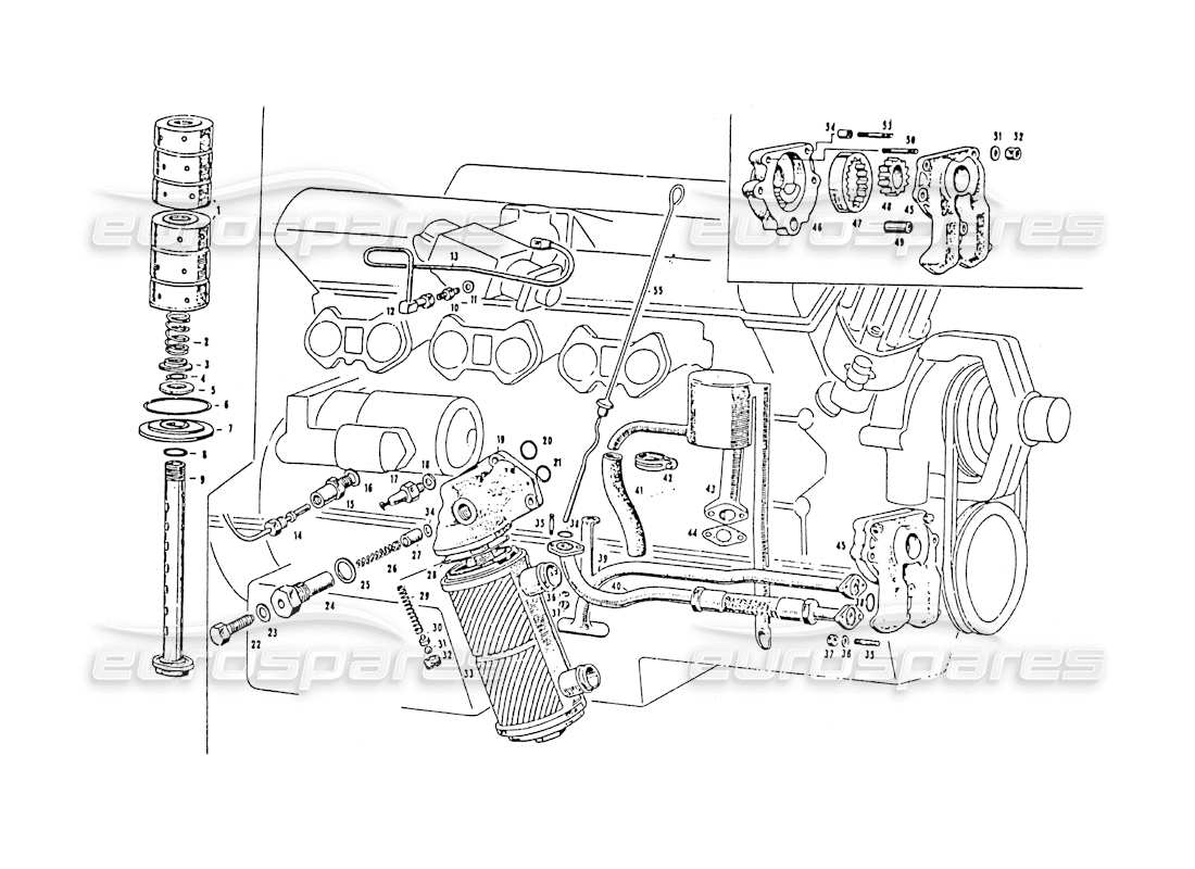 maserati 3500 gt motorschmierung teilediagramm