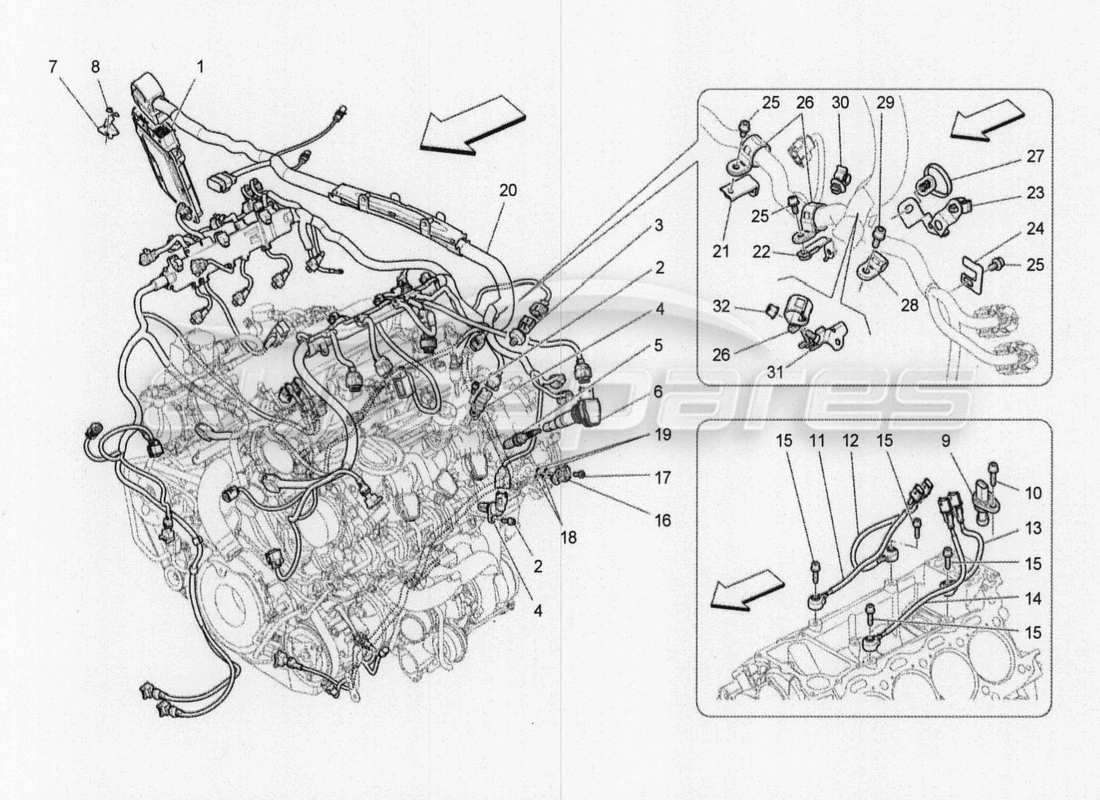 maserati qtp. v8 3.8 530bhp 2014 auto elektronische steuerung: einspritz- und motorsteuerungssteuerung teilediagramm