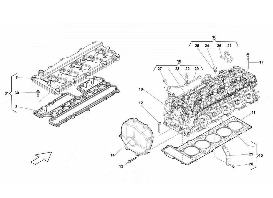 lamborghini gallardo lp570-4s perform rechter zylinderkopf und deckel 1-5 teilediagramm