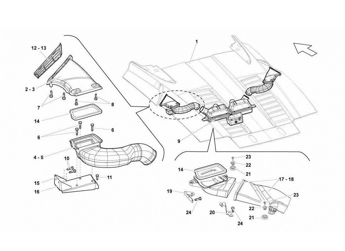lamborghini gallardo lp570-4s perform teilediagramm für motorluftförderer