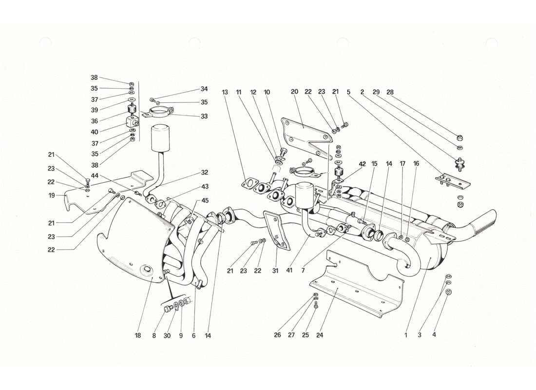ferrari 208 gtb gts auspuffanlage teilediagramm