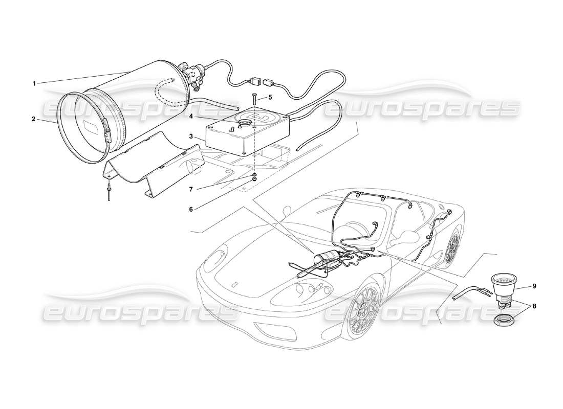 ferrari 360 challenge (2000) teilediagramm des feuerfesten systems