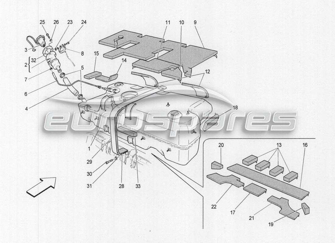 maserati grancabrio mc centenario kraftstofftank teilediagramm