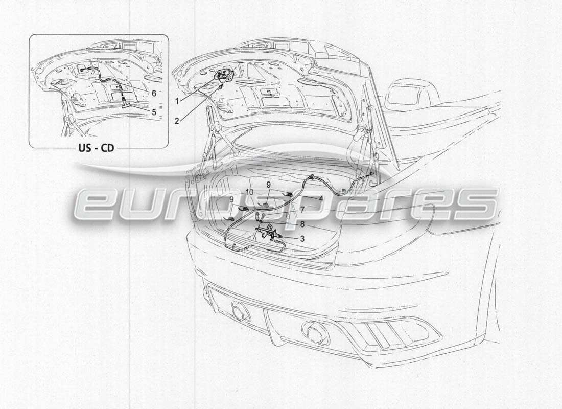 maserati grancabrio mc centenario bedienelement für heckklappenöffnung, teilediagramm