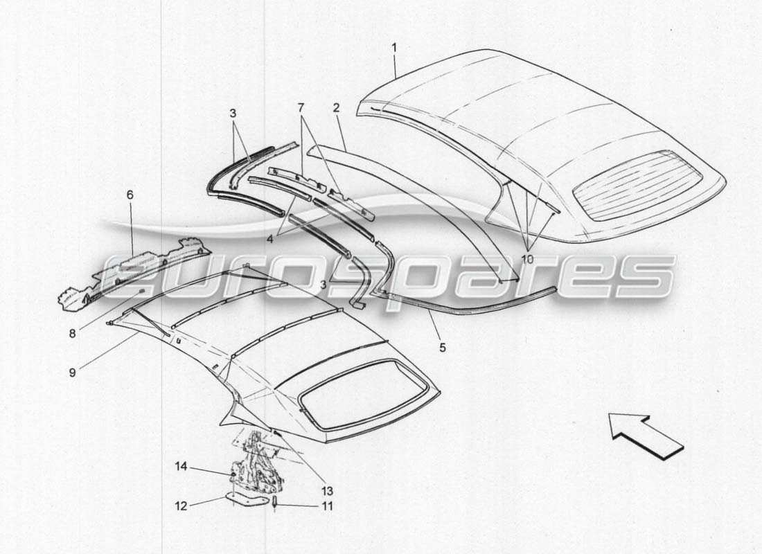 maserati grancabrio mc centenario elektrisches system: auskleidungsteildiagramm