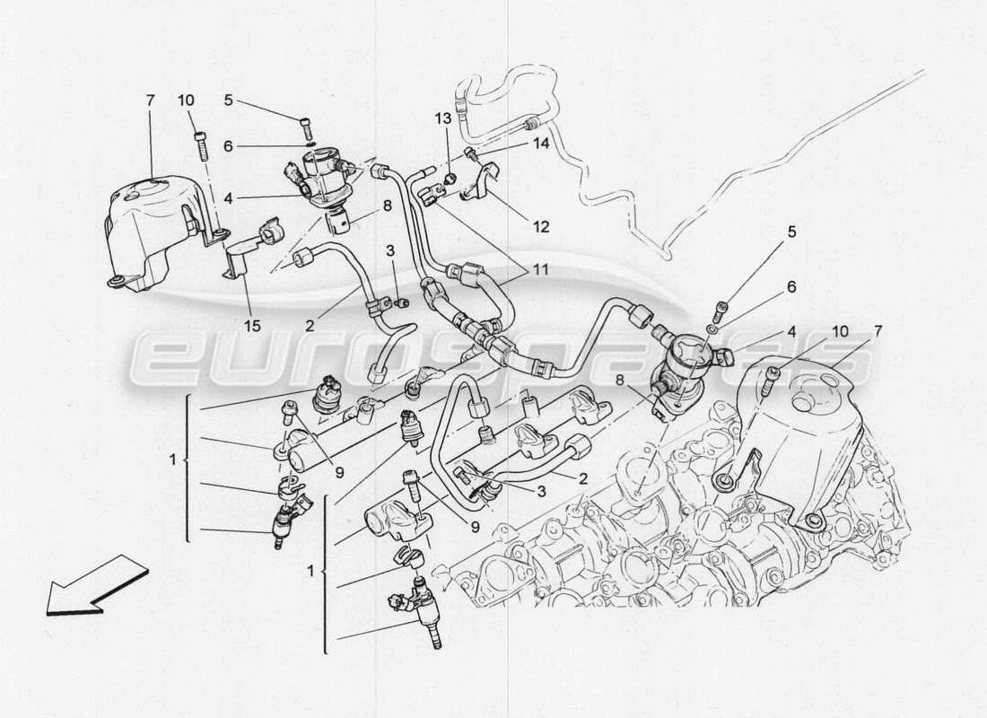 maserati qtp. v8 3.8 530bhp 2014 auto kraftstoffpumpen und anschlussleitungen ersatzteildiagramm