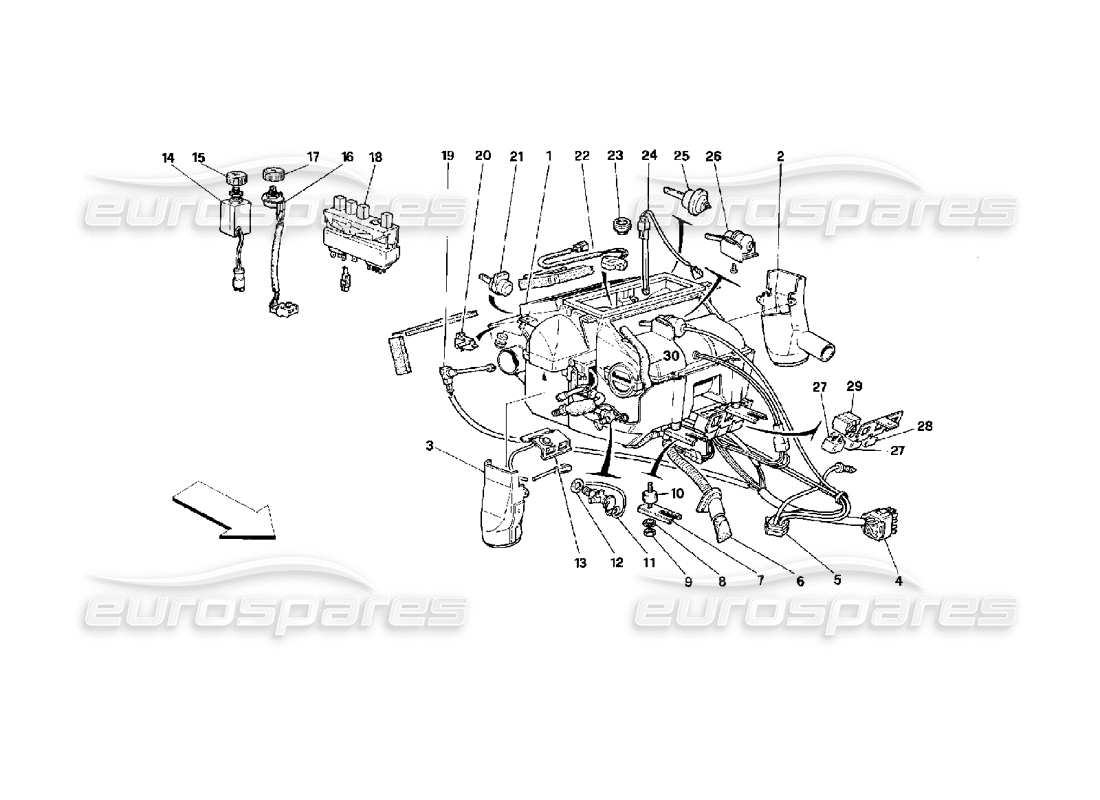 ferrari mondial 3.4 t coupe/cabrio teilediagramm des klimaanlagensets