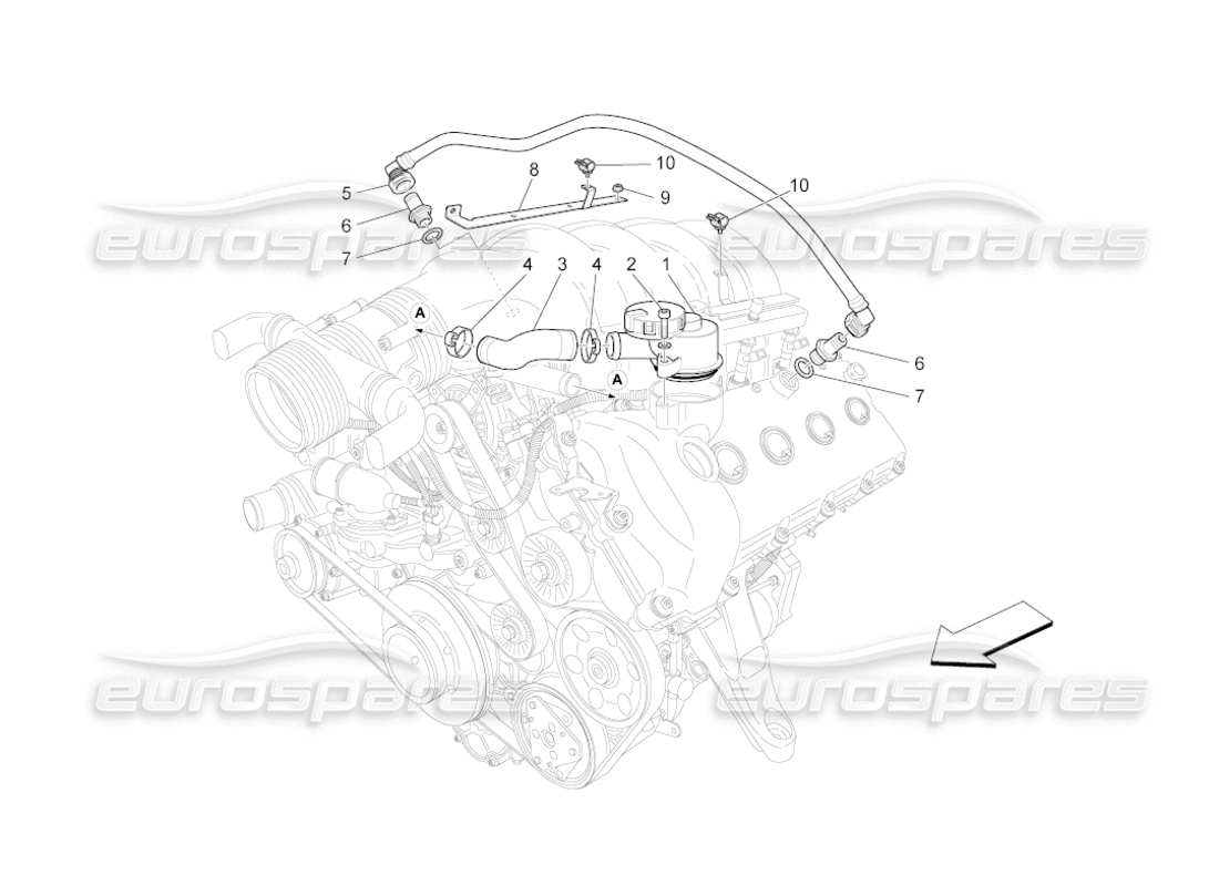 maserati grancabrio (2011) 4.7 öldampf-rückführungssystem - teilediagramm