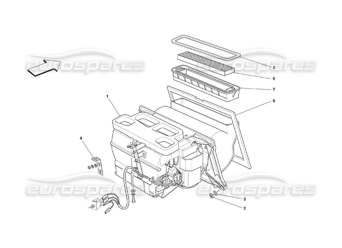 ferrari 360 challenge (2000) teilediagramm der lüftungseinheit
