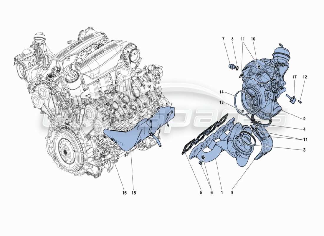 ferrari 488 challenge turbolader-teilediagramm