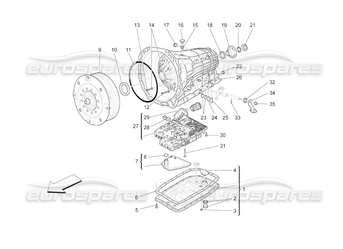 maserati grancabrio (2010) 4.7 getriebegehäuse ersatzteildiagramm