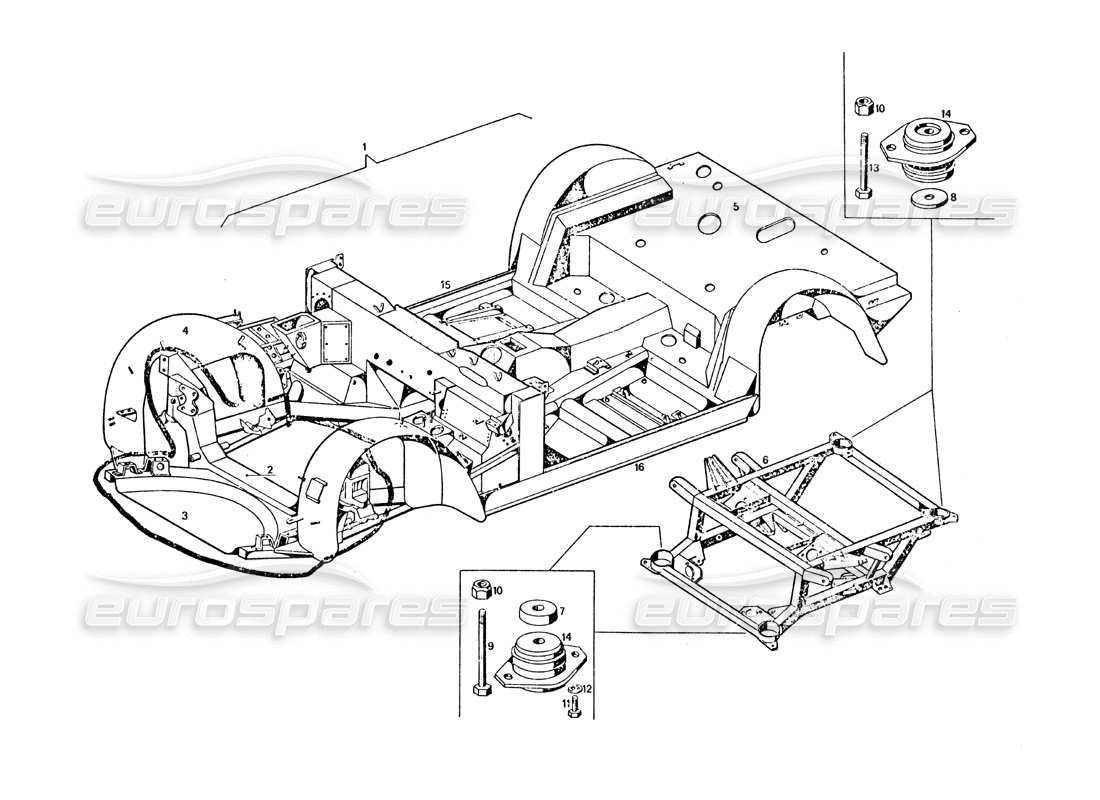 maserati khamsin rahmen teilediagramm