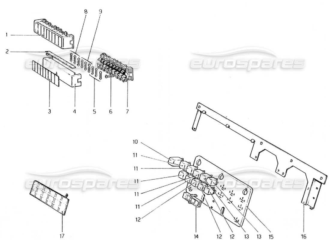 ferrari 308 gtb (1976) sicherungen und relais (gültig für rhd - aus-versionen) teilediagramm