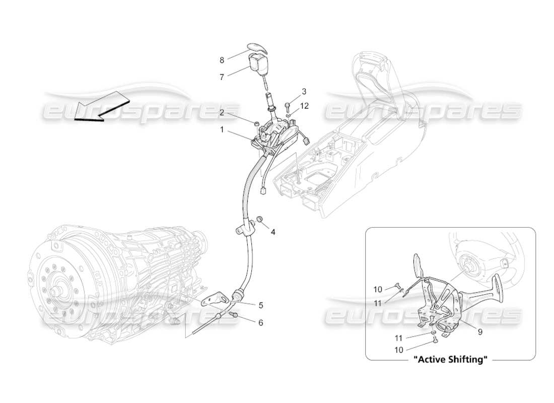 maserati grancabrio (2010) 4.7 fahrersteuerung für automatikgetriebe ersatzteildiagramm