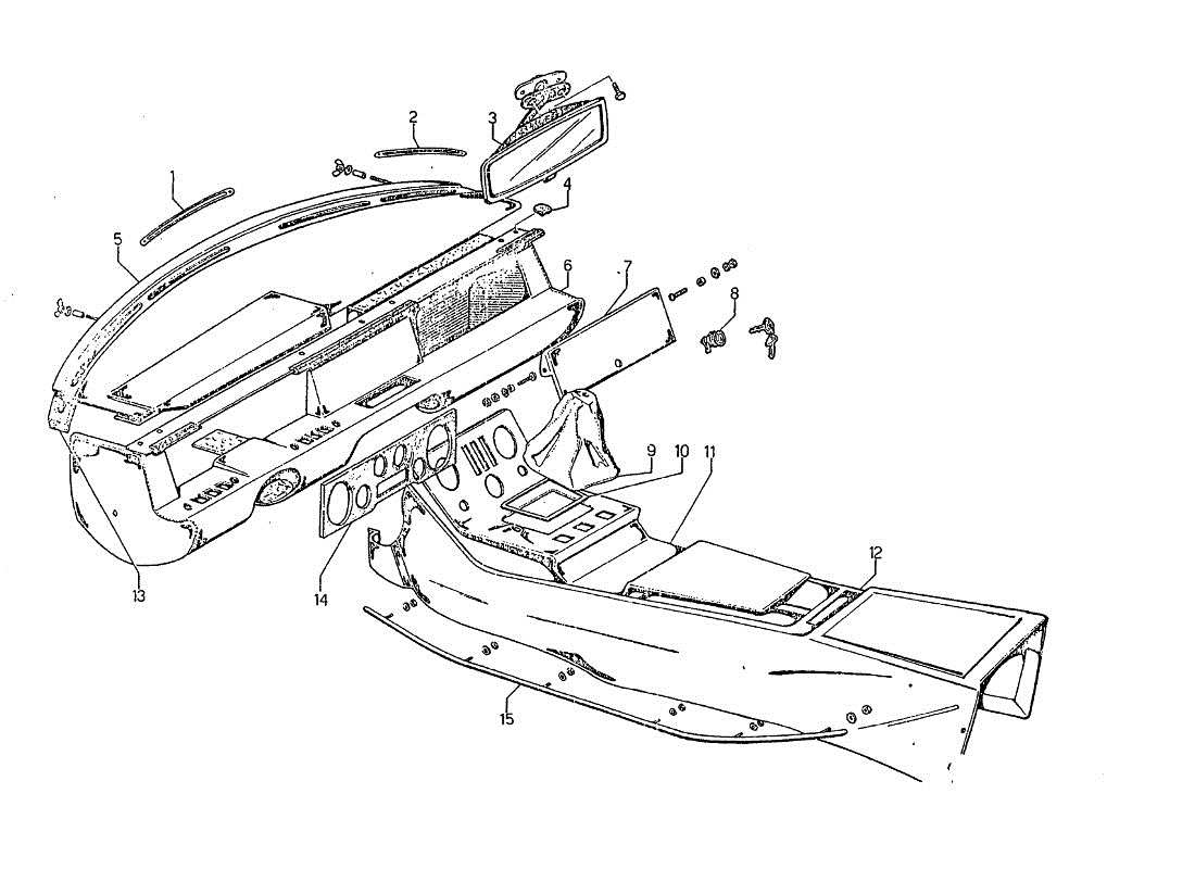 lamborghini jarama plancia portastrumenti e copritunnel teilediagramm