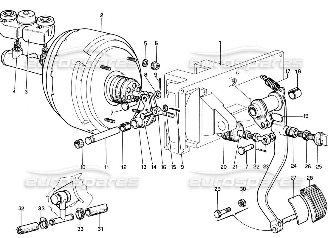 ferrari 365 gtb4 daytona (1969) bremsensteuerung teilediagramm