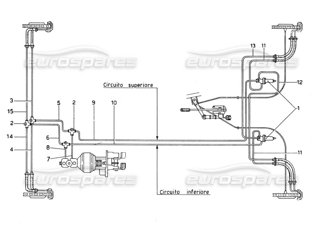 ferrari 365 gtb4 daytona (1969) teilediagramm des bremsleitungssystems