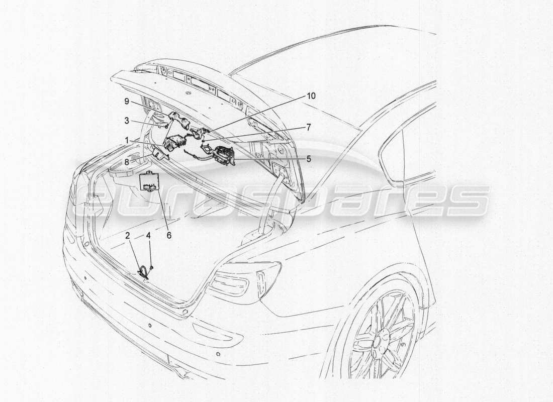 maserati qtp. v8 3.8 530bhp auto 2015 bedienelement für heckklappenöffnung, teilediagramm