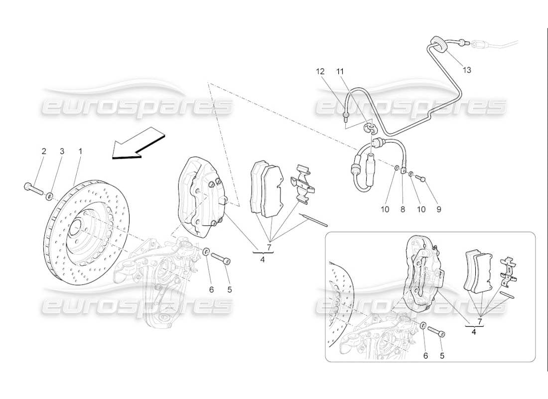 maserati qtp. (2007) 4.2 f1 bremsvorrichtungen an den vorderrädern ersatzteildiagramm