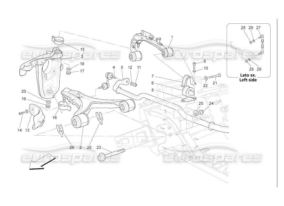 maserati qtp. (2007) 4.2 auto vorderradaufhängung teilediagramm