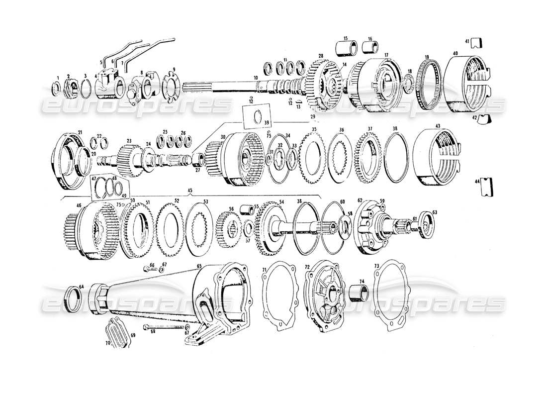 maserati khamsin automatikgetriebe teilediagramm