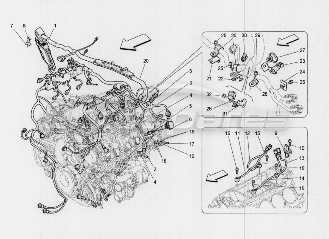 maserati qtp. v8 3.8 530bhp auto 2015 elektronische steuerung: einspritz- und motorsteuerungssteuerung teilediagramm