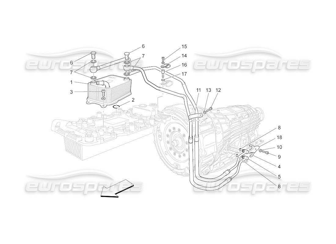 maserati qtp. (2011) 4.2 auto schmierung und getriebeölkühlung teilediagramm