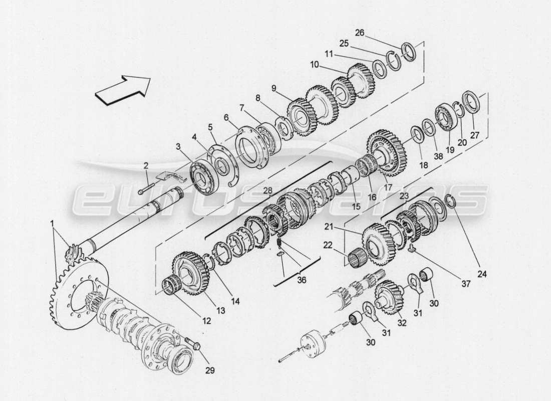 maserati granturismo special edition teilediagramm für vorgelegewellenräder